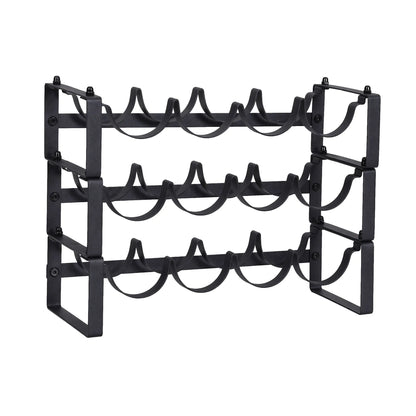 Artiss 3-Tier Wine Rack Metal Freestanding 12 Bottles Modular Countertop Wine Display Shelf Black - Image 4