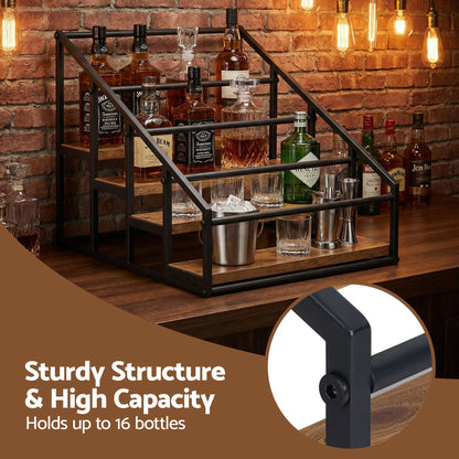 Artiss 4-Tier Wine Rack Tabletop Countertop Wine Bottle Holder 16 Bottles Freestanding Black & Wood - Image 6