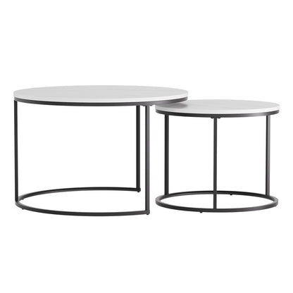 Artiss Nesting Coffee Table Set of 2 Marble Effect - Image 3