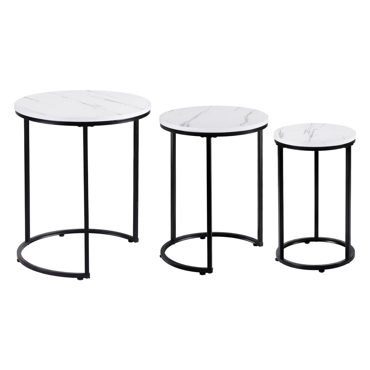 Artiss Nesting Coffee Table Set of 3 Round Stackable Side End Tables Marble Finish White - Image 5
