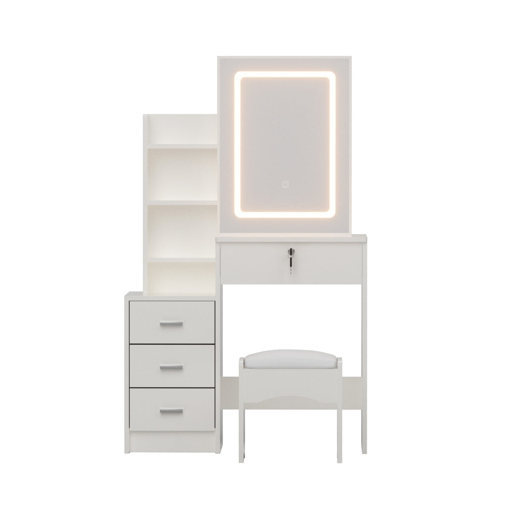 Artiss Dressing Table Vanity Desk Set Stool Led White - Image 4