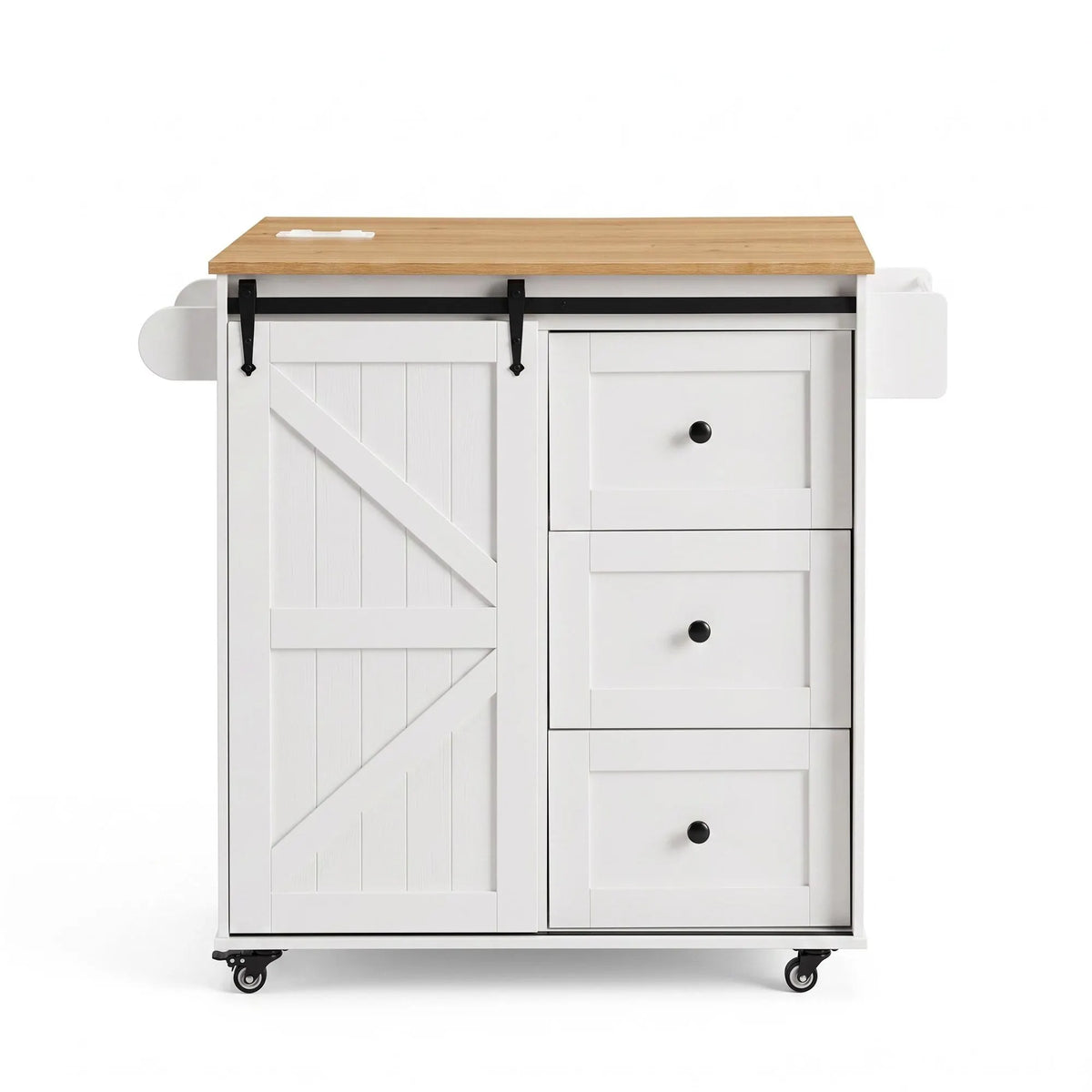 Artiss Kitchen Island Trolley Rolling Serving Cart Storage Drawer Cabinet 100cm - Image 4