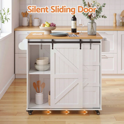 Artiss Kitchen Island Trolley Rolling Serving Cart Storage Drawer Cabinet 100cm - Image 6