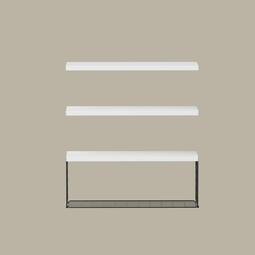 Artiss Floating Wall Shelf Set of 3 White - Image 3