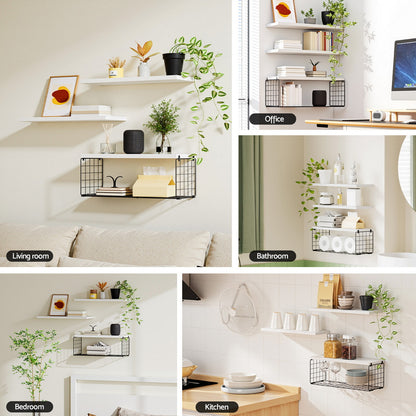 Artiss Floating Wall Shelf Set of 3 White - Image 5