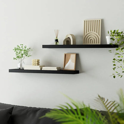 Artiss Floating Wall Shelf Set of 2 Black 90CM - Image 7