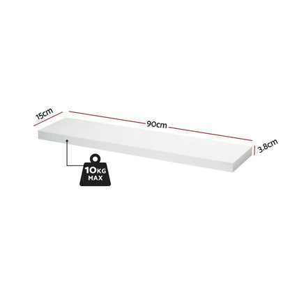 Artiss Floating Wall Shelf Set of 2 White 90CM - Image 3