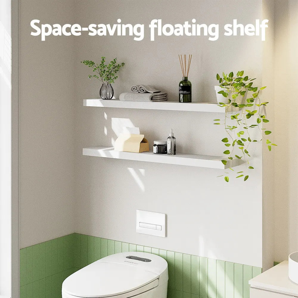 Artiss Floating Wall Shelf Set of 2 White 90CM - Image 4