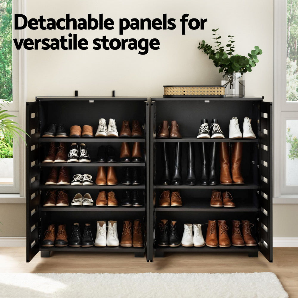 Artiss Shoe Rack Storage Cabinet 20 Pairs 5-tier Black Alster - Image 4