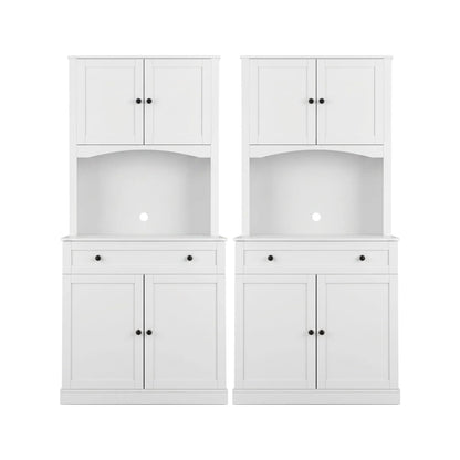 Artiss 2x Buffet Sideboard Hutch Pantry Cabinet Kitchen Storage BEINI White - Image 4