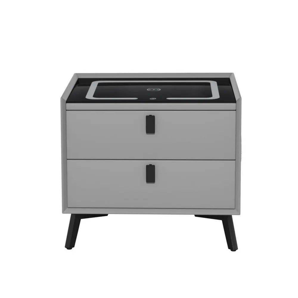 Artiss Smart Bedside Table with Wireless Charging - AIKA Grey - Image 3
