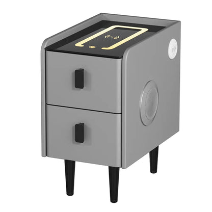Artiss Smart Bedside Table 2 Drawers with Wireless Charging Ports LED Grey AIDA - Image 7