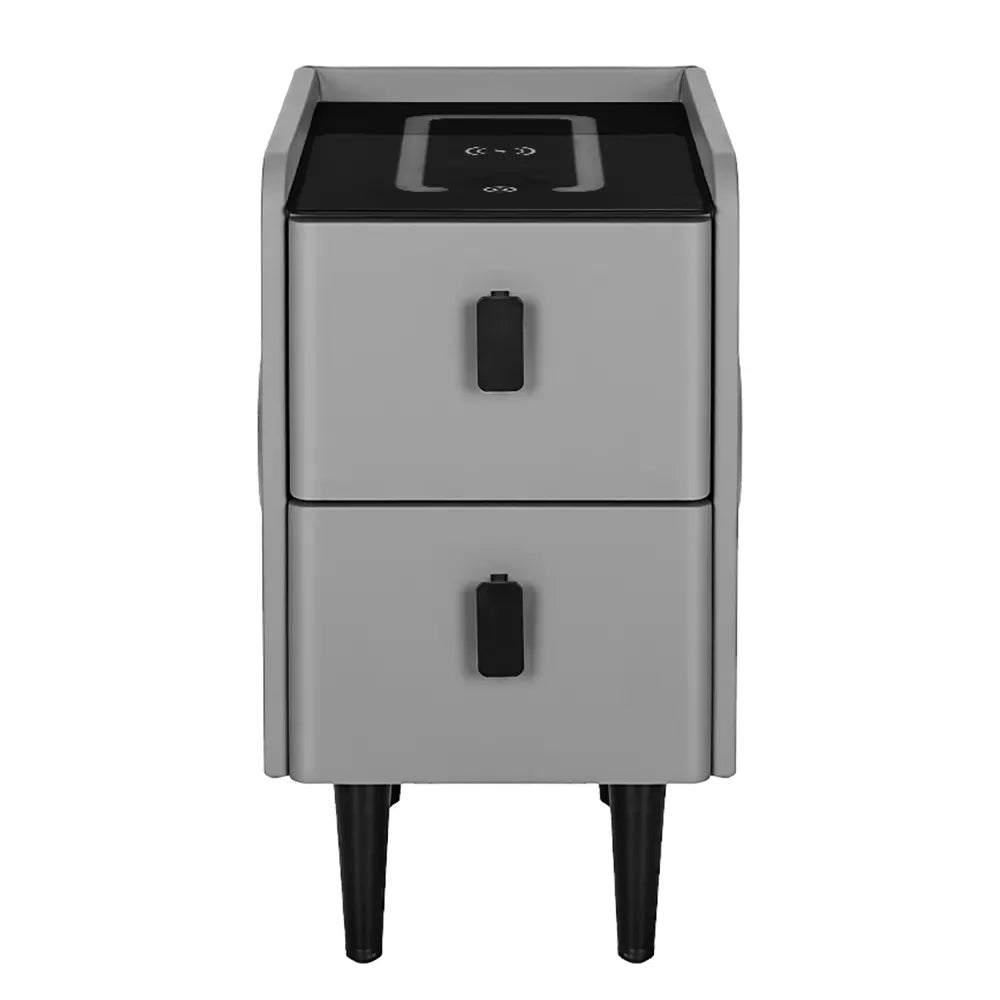 Artiss Smart Bedside Table 2 Drawers with Wireless Charging Ports LED Grey AIDA - Image 3
