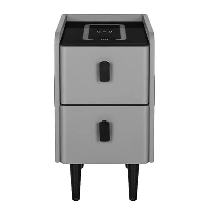 Artiss Smart Bedside Table 2 Drawers with Wireless Charging Ports LED Grey AIDA - Image 3