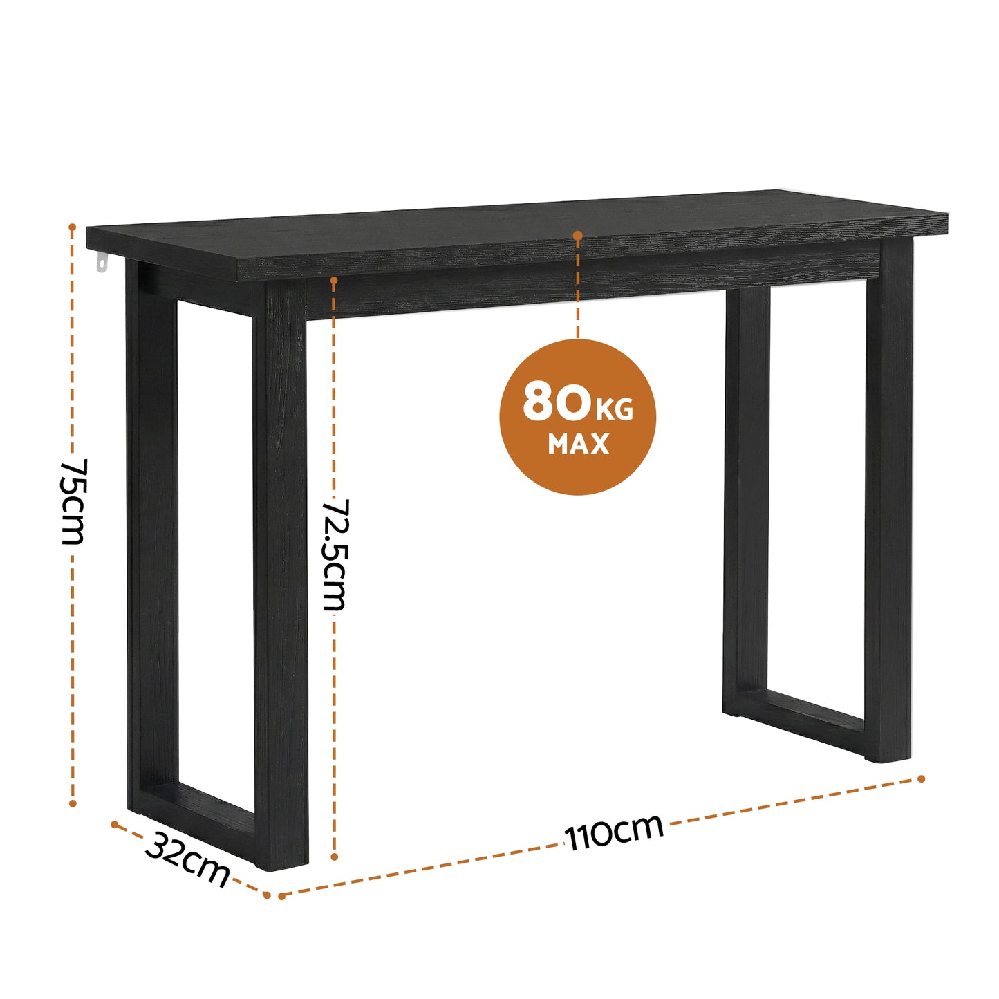 Artiss Console Table 110CM Black - Image 3