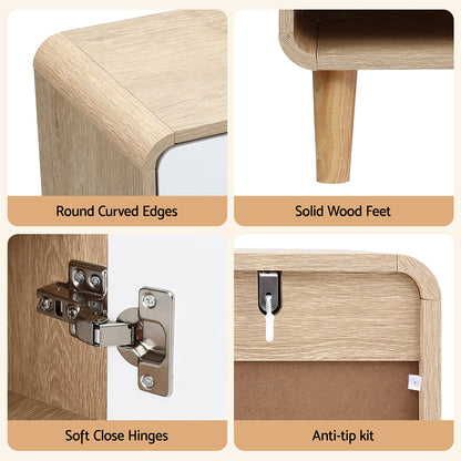 Artiss Shoe Rack Cabinet 25 Pairs Storage Cupboard Pine&White - Image 7