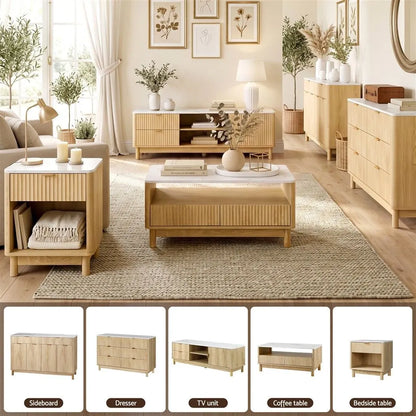 Artiss 2X Bedside Table Nightstand 1 Drawer Shelves Pine - Image 9