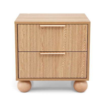 Artiss Rattan Bedside Table 2 Drawers Pine - Image 3