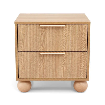 Artiss 2x Bedside Table Round Legs 2 Drawers Pine - Image 4