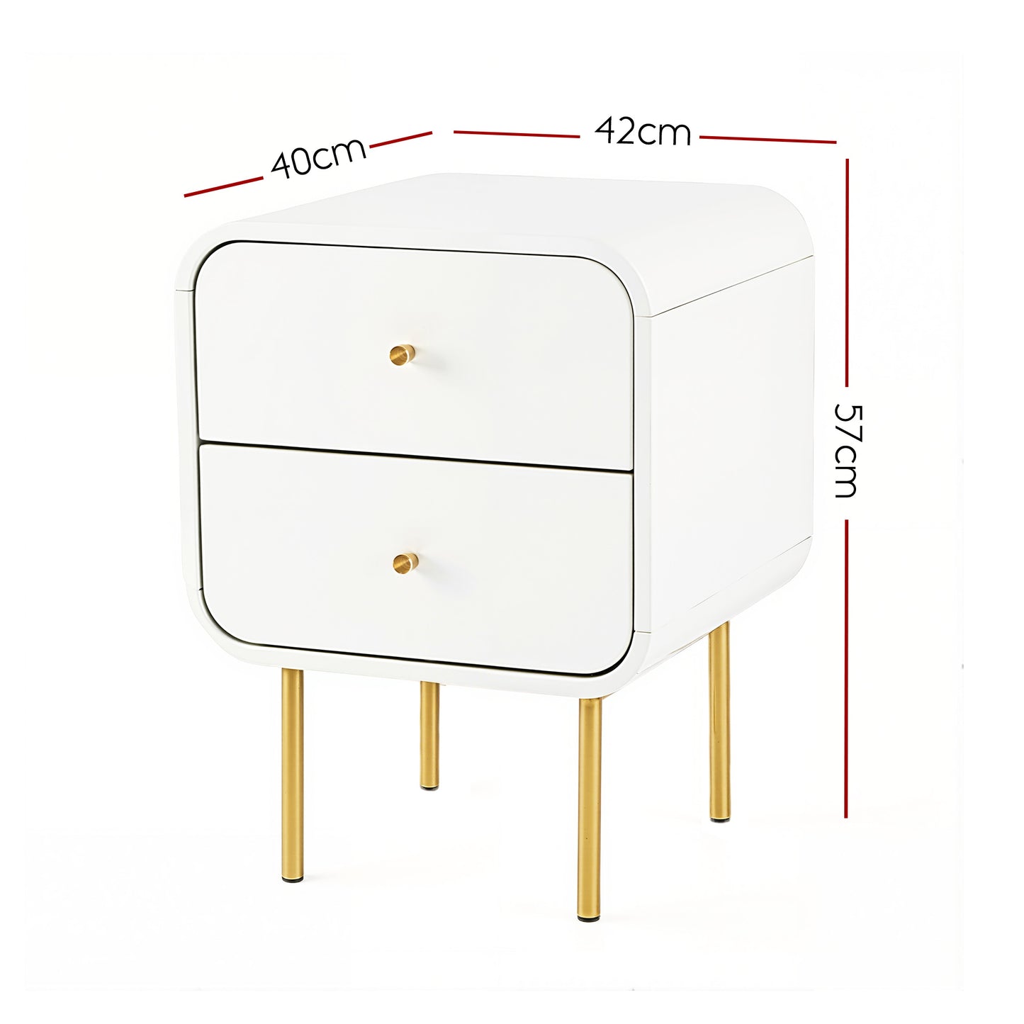 Artiss Bedside Table 2 Drawers Side End Table Nightstand White - Image 3