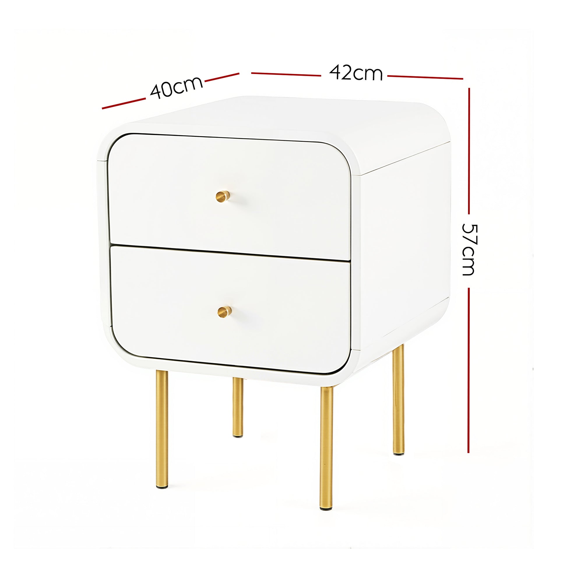 Artiss Bedside Table 2 Drawers Side End Table Nightstand White - Image 3