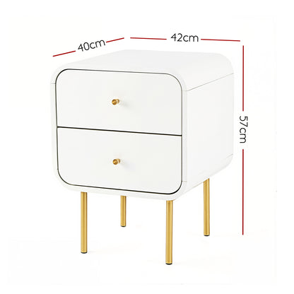 Artiss Bedside Table 2 Drawers Side End Table Nightstand White - Image 3