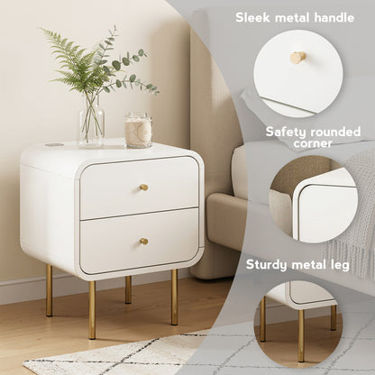 Artiss Bedside Table 2 Drawers Side End Table Nightstand White - Image 7
