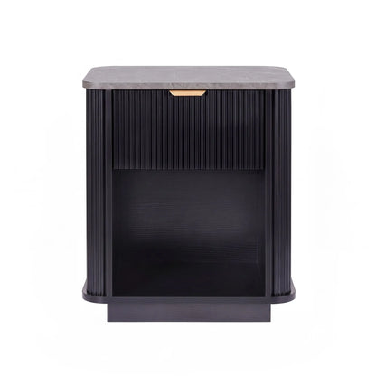 Artiss Bedside Table with 1 Drawer Side Table Black Nightstand - Image 4