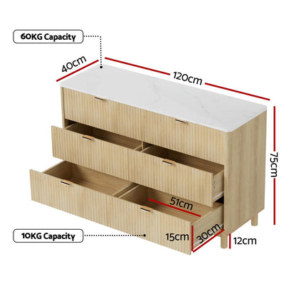 Artiss 6 Chest of Drawers Dresser Table Pine - Image 3