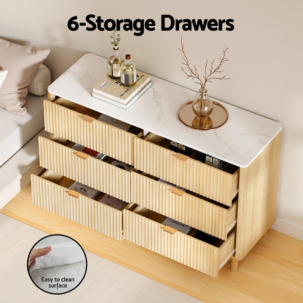 Artiss 6 Chest of Drawers Dresser Table Pine - Image 5