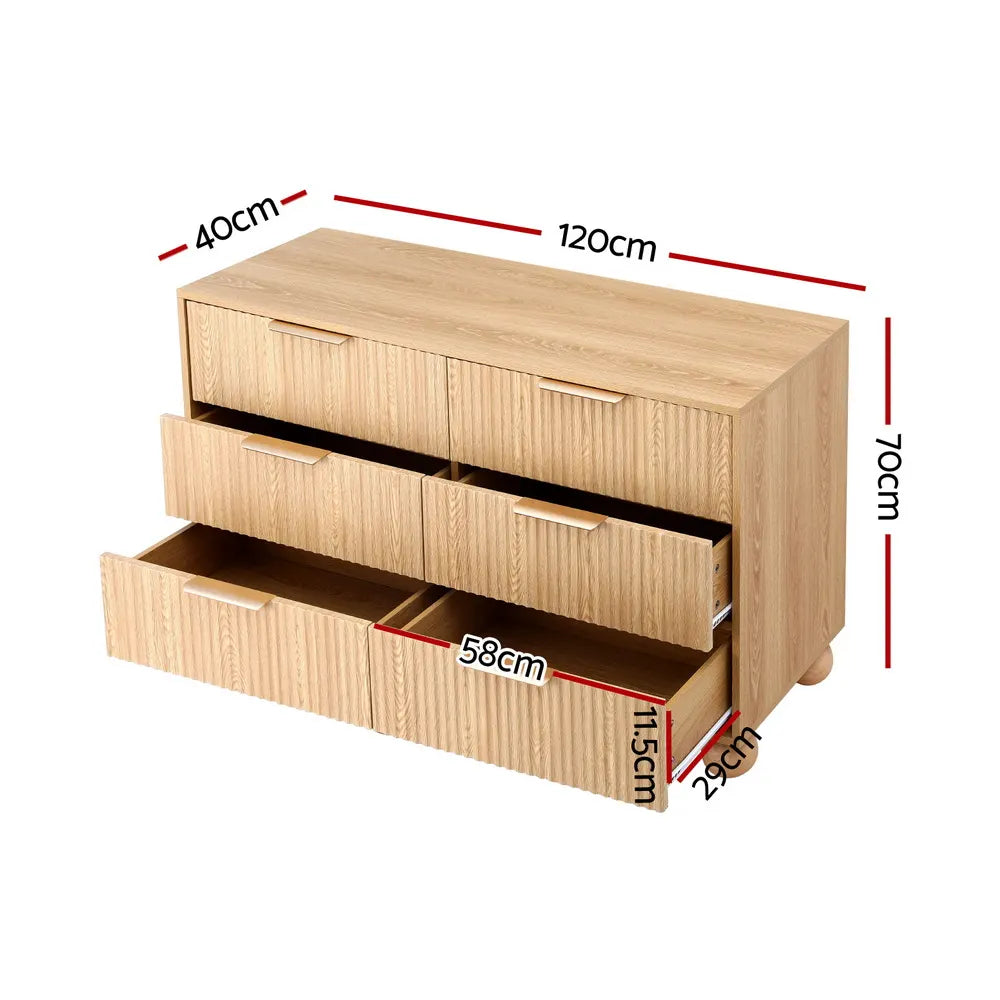 Artiss 6 Chest of Drawers Dresser Tallboy Pine - Image 2