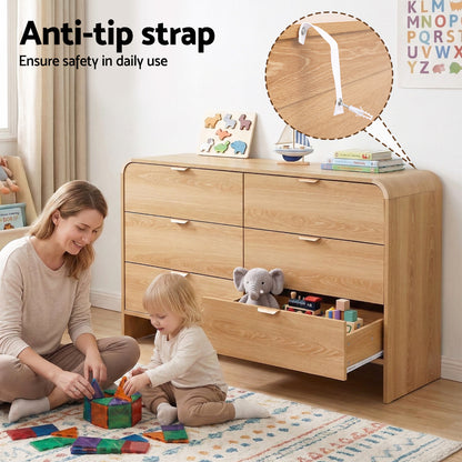 Artiss 6 Chest of Drawers Dresser Cabinet Pine - Image 5