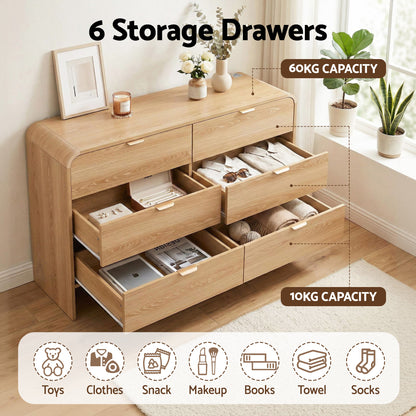 Artiss 6 Chest of Drawers Dresser Cabinet Pine - Image 6
