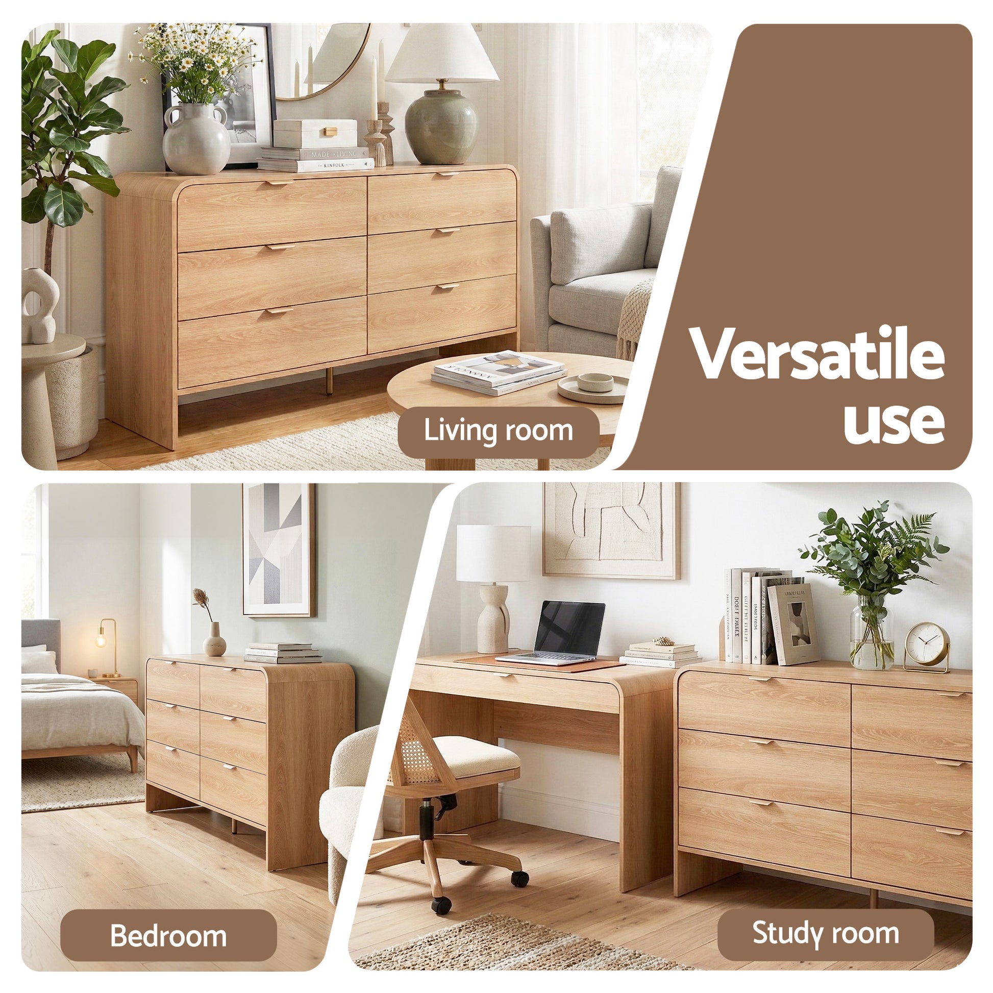 Artiss 6 Chest of Drawers Dresser Cabinet Pine - Image 9