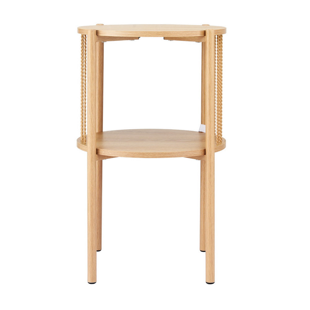 Artiss Coffee Table 2-Tier Round Wood - Image 3