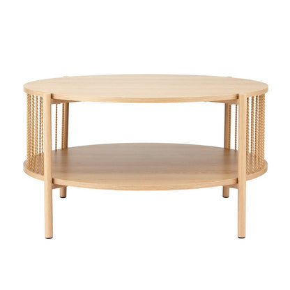 Artiss Coffee Table 2-Tier Round Wood - Image 3