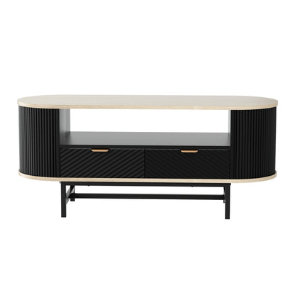 Artiss Coffee Table Drawer Shelf Wood&Black - Image 3