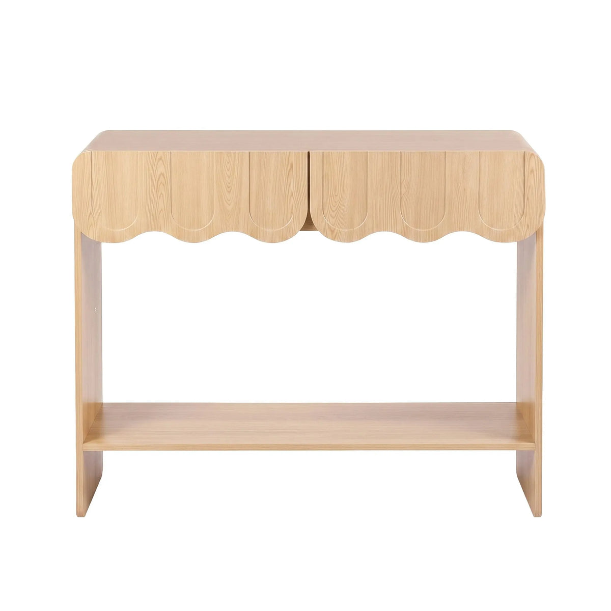 Artiss 2-Drawer Console Table, Scalloped Entryway Table with Safe Rounded Corners, 100 x 31 x 80 cm - Image 4