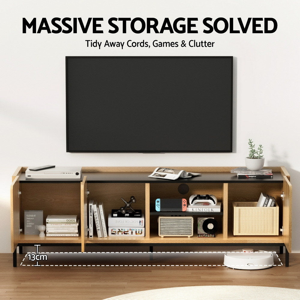 Artiss TV Unit Entertainment Unit Storage Cabinet Shelf 160cm Pine - Image 5