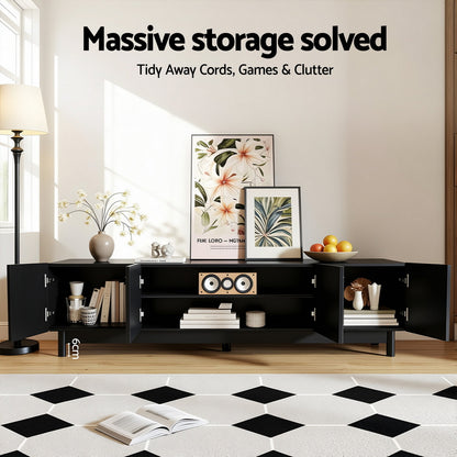 Artiss TV Unit Entertainment Unit Storage Cabinet 180cm Black - Image 5