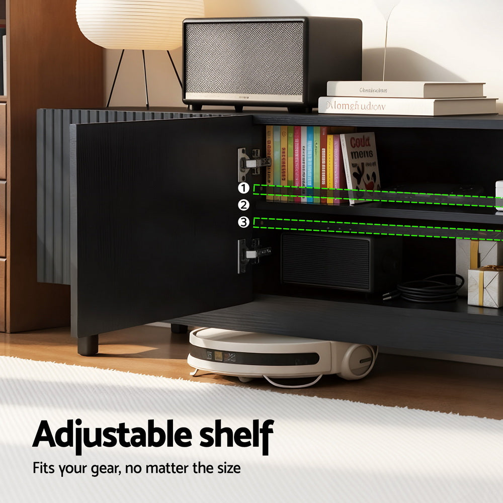 Artiss TV Unit Entertainment Unit Storage Cabinet 180cm Black - Image 6