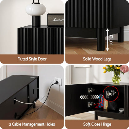 Artiss TV Unit Entertainment Unit Storage Cabinet 180cm Black - Image 7