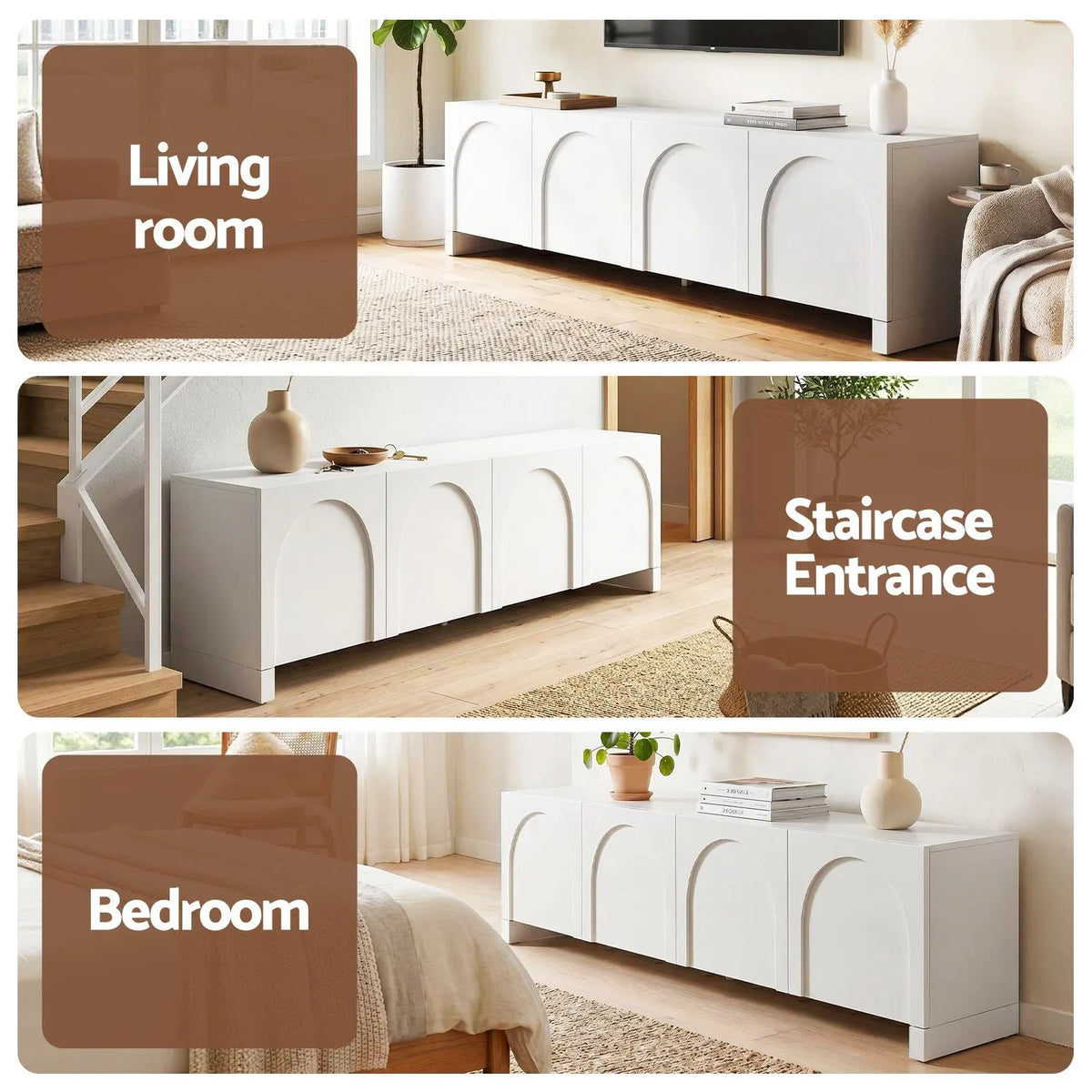 Artiss TV Unit Entertainment Unit Storage Cabinet Adjustable Shelf 180cm White - Image 9