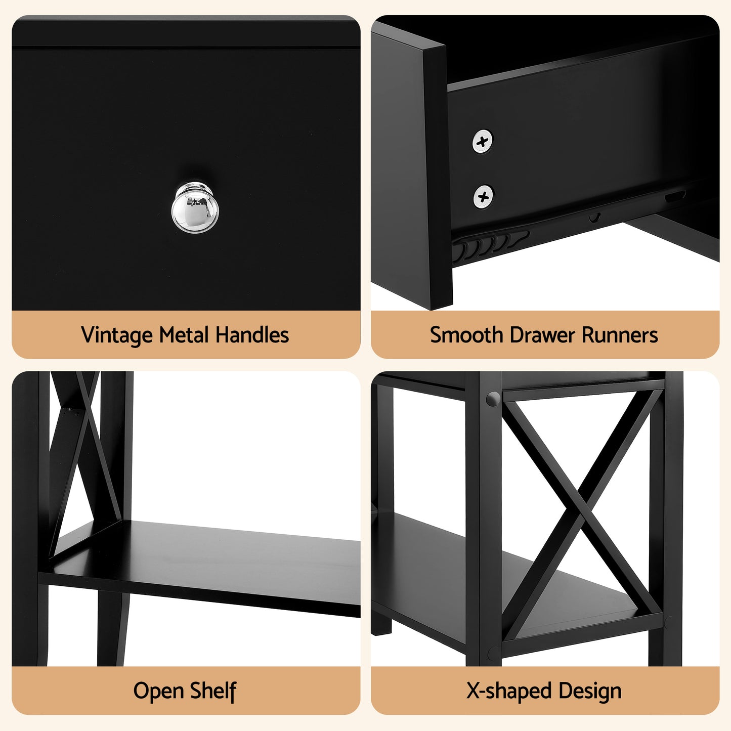Artiss Console Table 2 Drawers 100CM Black - Image 6