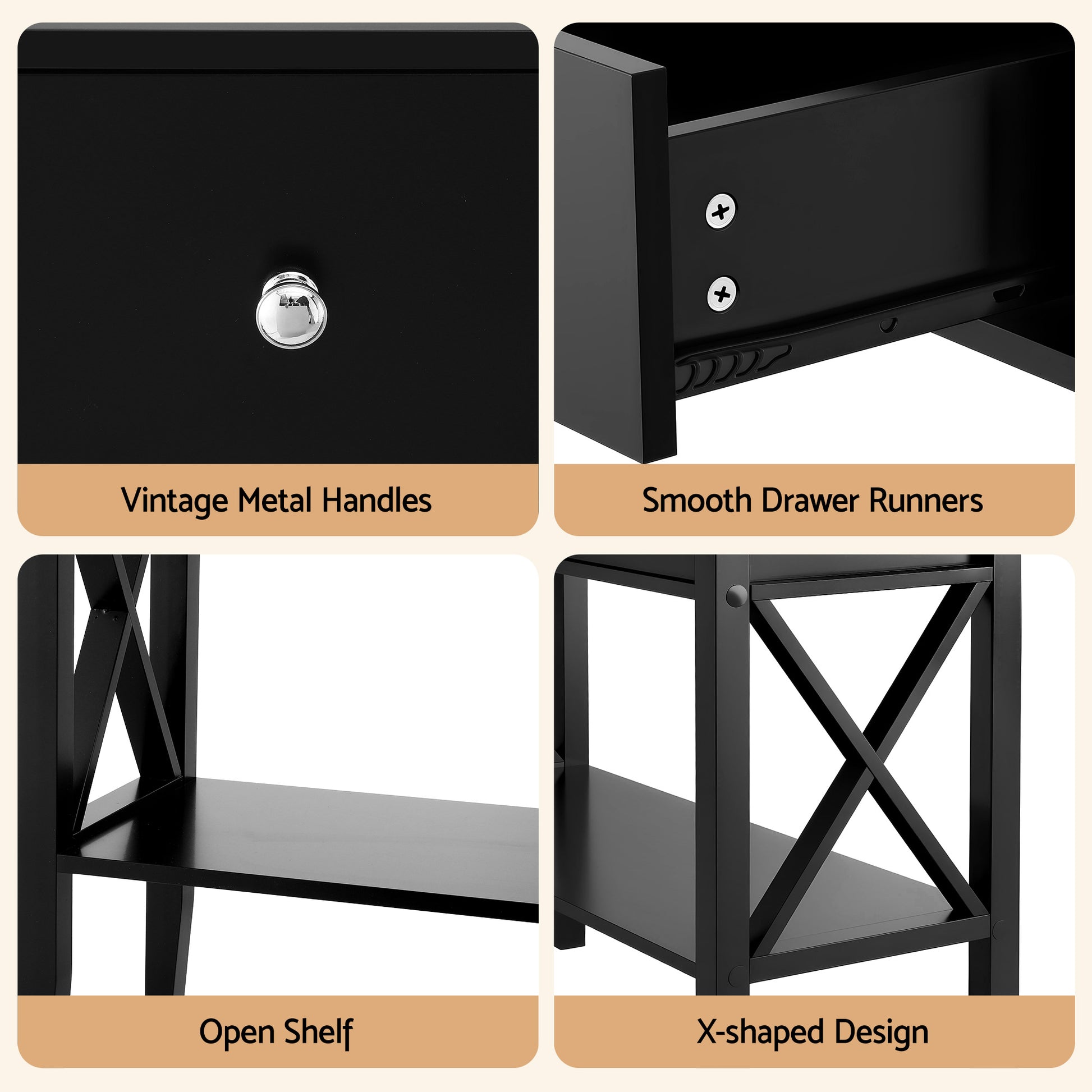 Artiss Console Table 2 Drawers 100CM Black - Image 6