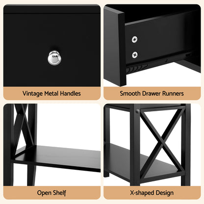 Artiss Console Table 2 Drawers 100CM Black - Image 6