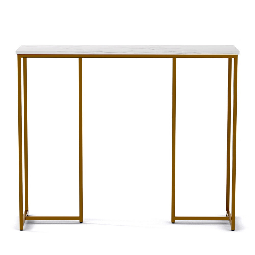 Artiss Console Table Marble Effect White&Gold - Image 3