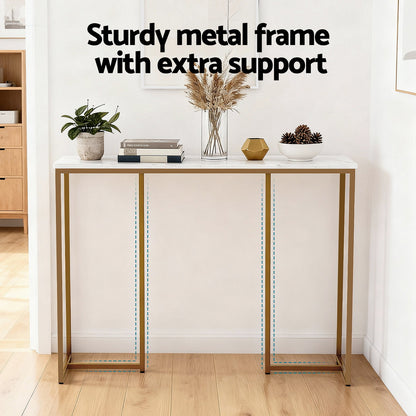 Artiss Console Table Marble Effect White&Gold - Image 6