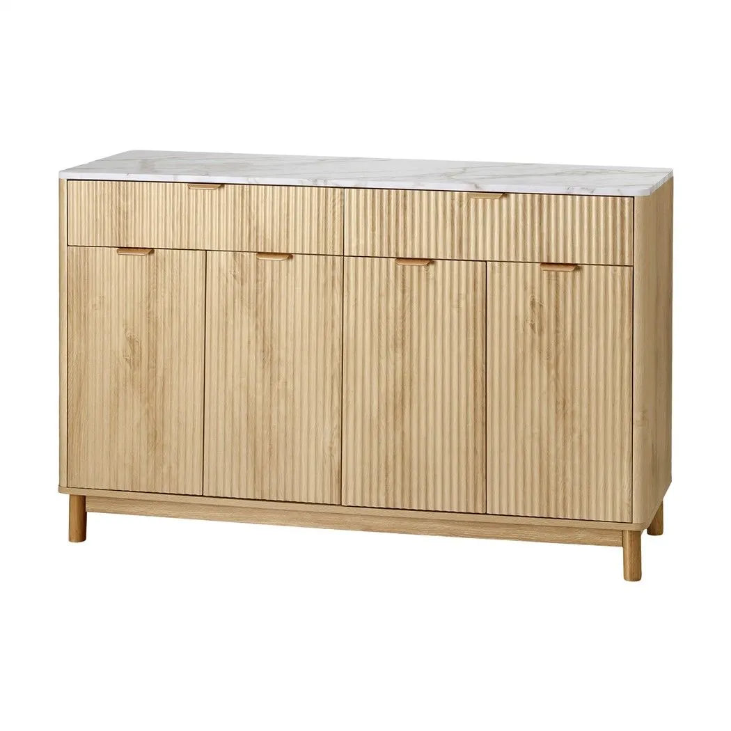 Artiss Buffet Sideboard Cabinet Kitchen Storage Cupboard Marble 2 Drawers Pine