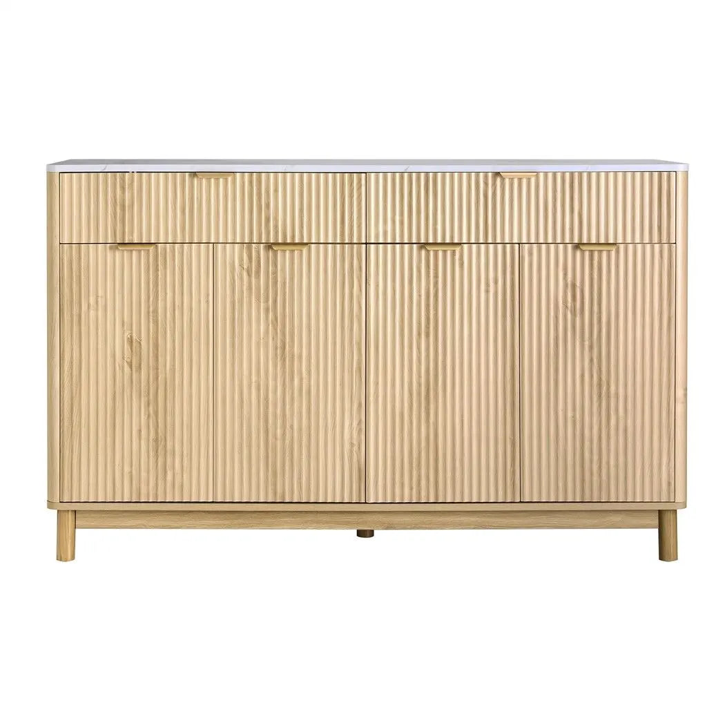 Artiss Buffet Sideboard Cabinet Kitchen Storage Cupboard Marble 2 Drawers Pine - Image 4